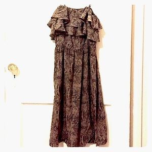 Tracy Reese flouncy snakeskin print gray dress